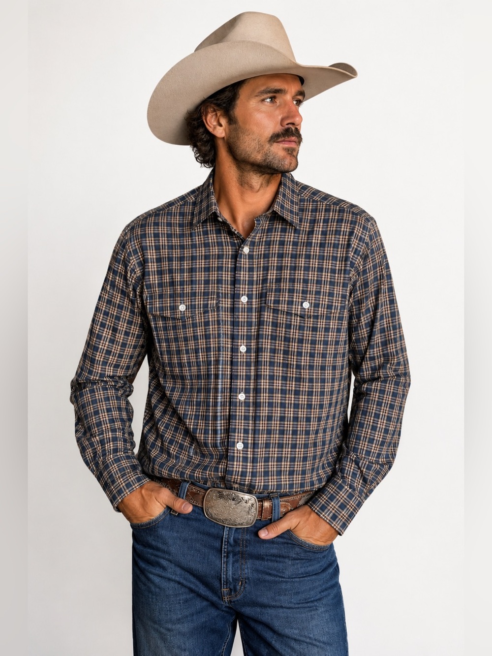 R.M. Williams Plaid Western Button Up Ranchwear Cowboy Old Money